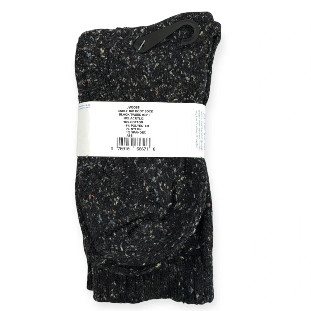 Jockey Womens Black Tweed Cable Rib Boot Socks Fits Shoe Size 4-10‎ 7” Cuff